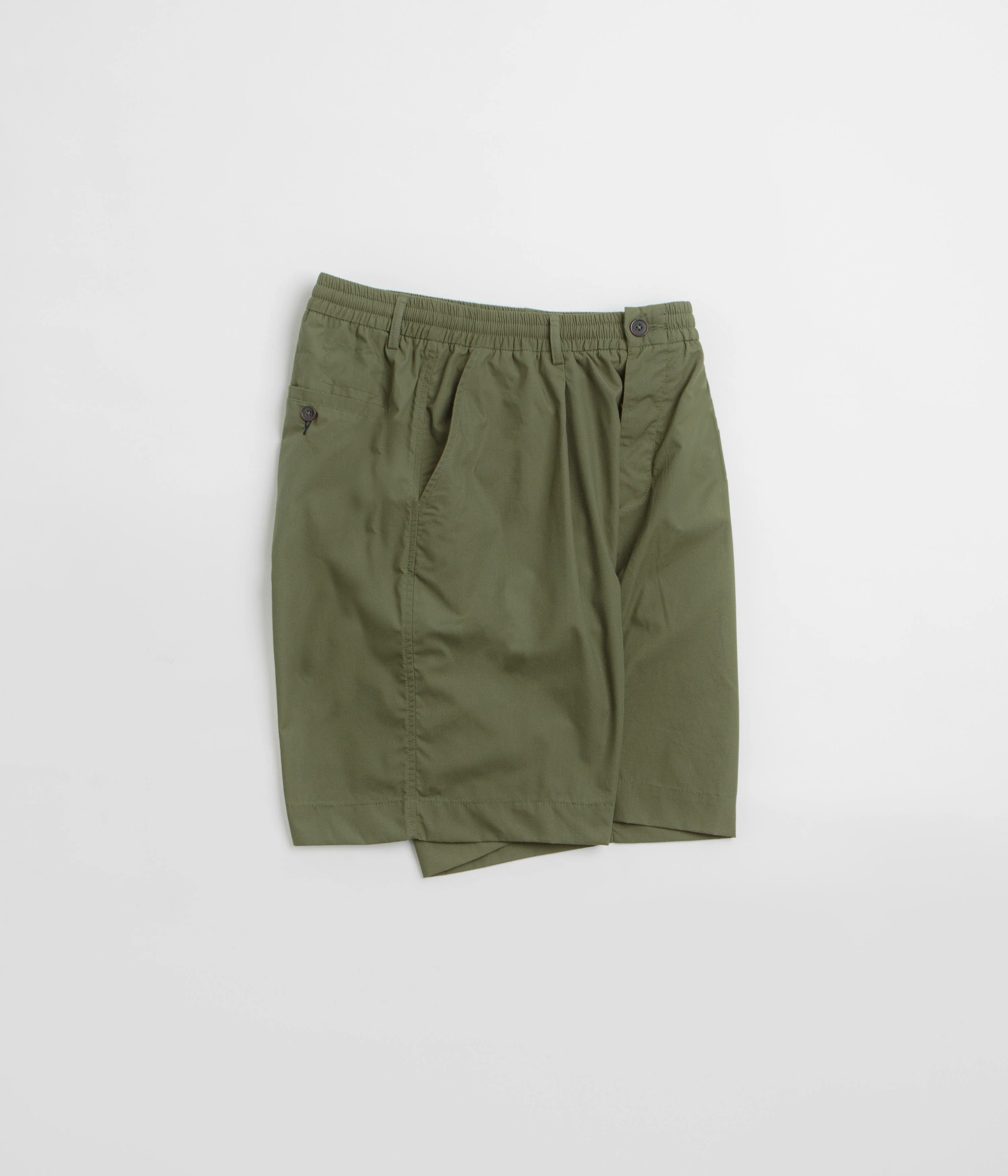 Universal Works Pleated Track Shorts - Olive - Image 3
