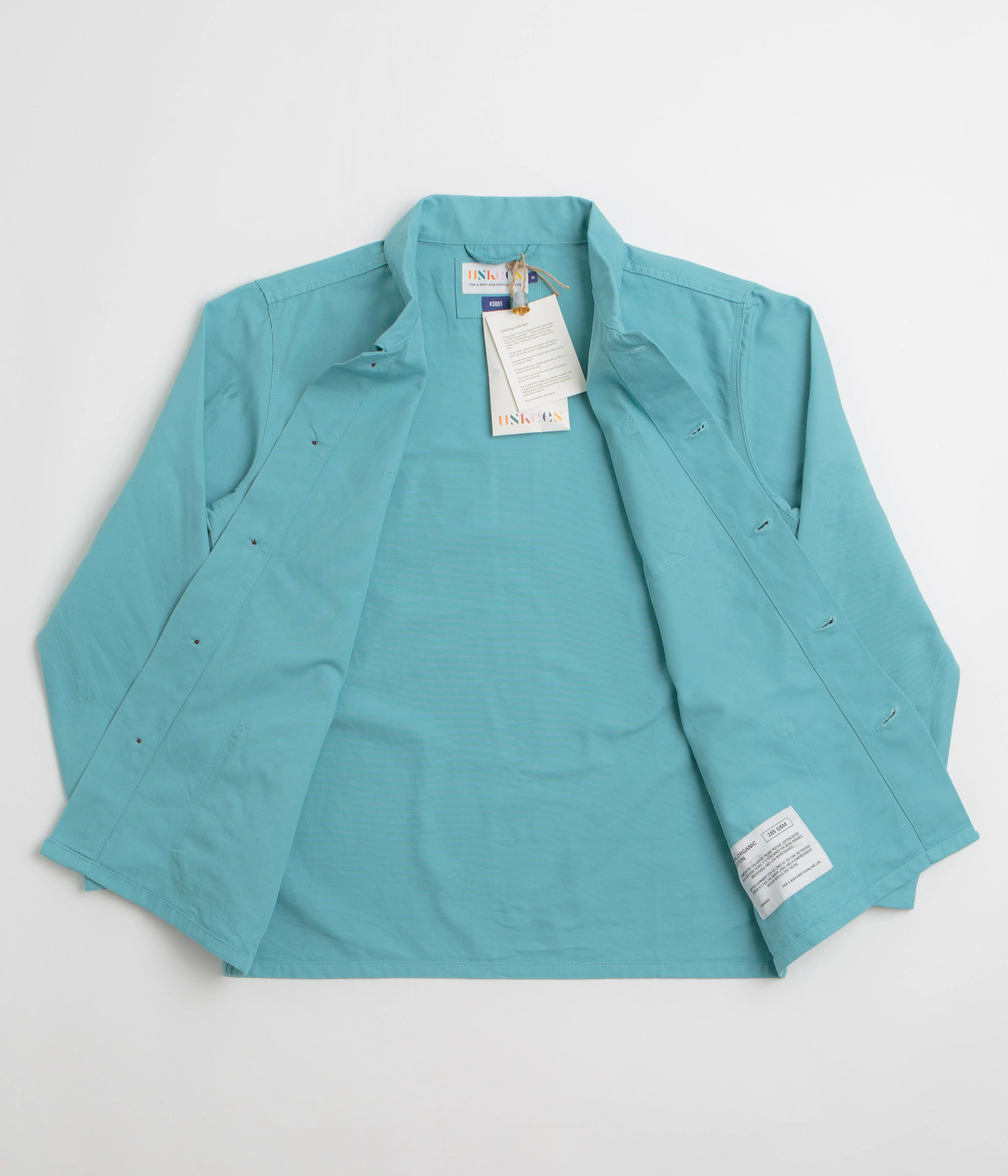 Uskees 3001 Buttoned Overshirt - Aqua - Image 2