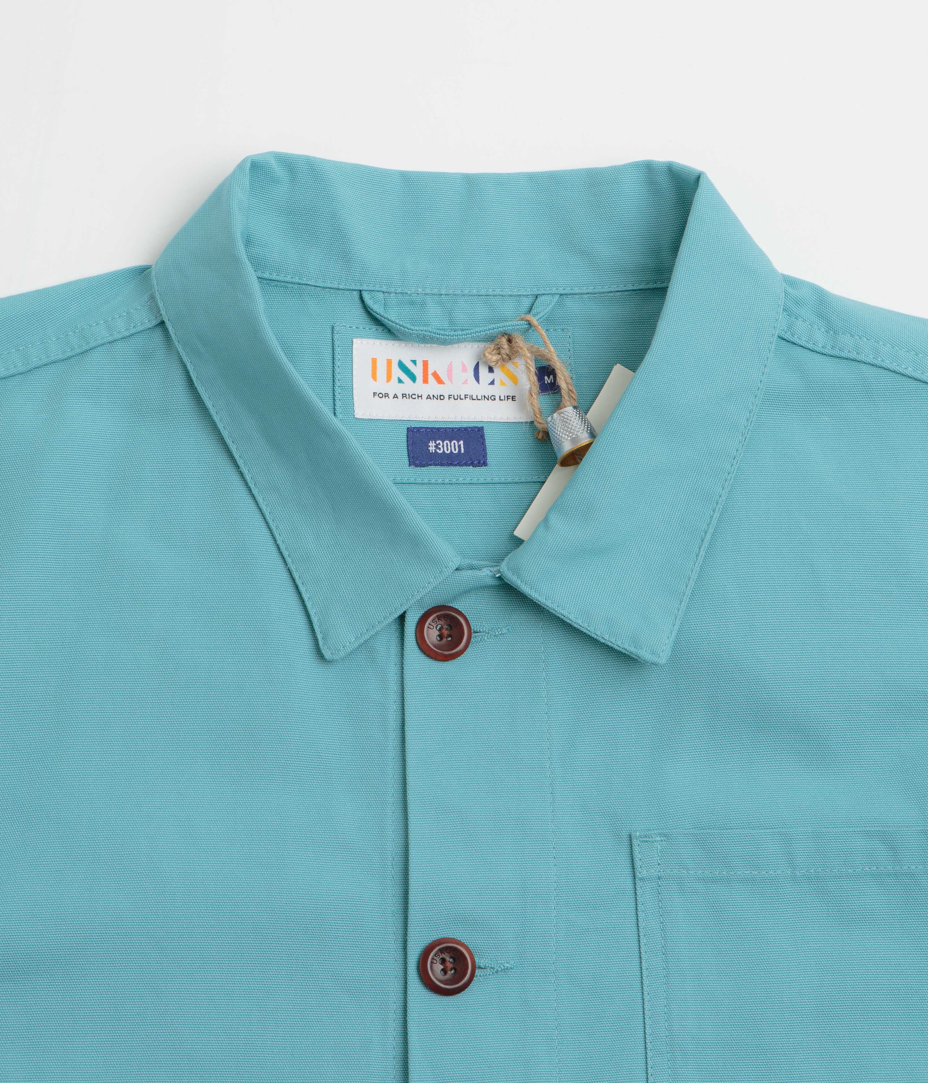 Uskees 3001 Buttoned Overshirt - Aqua - Image 4