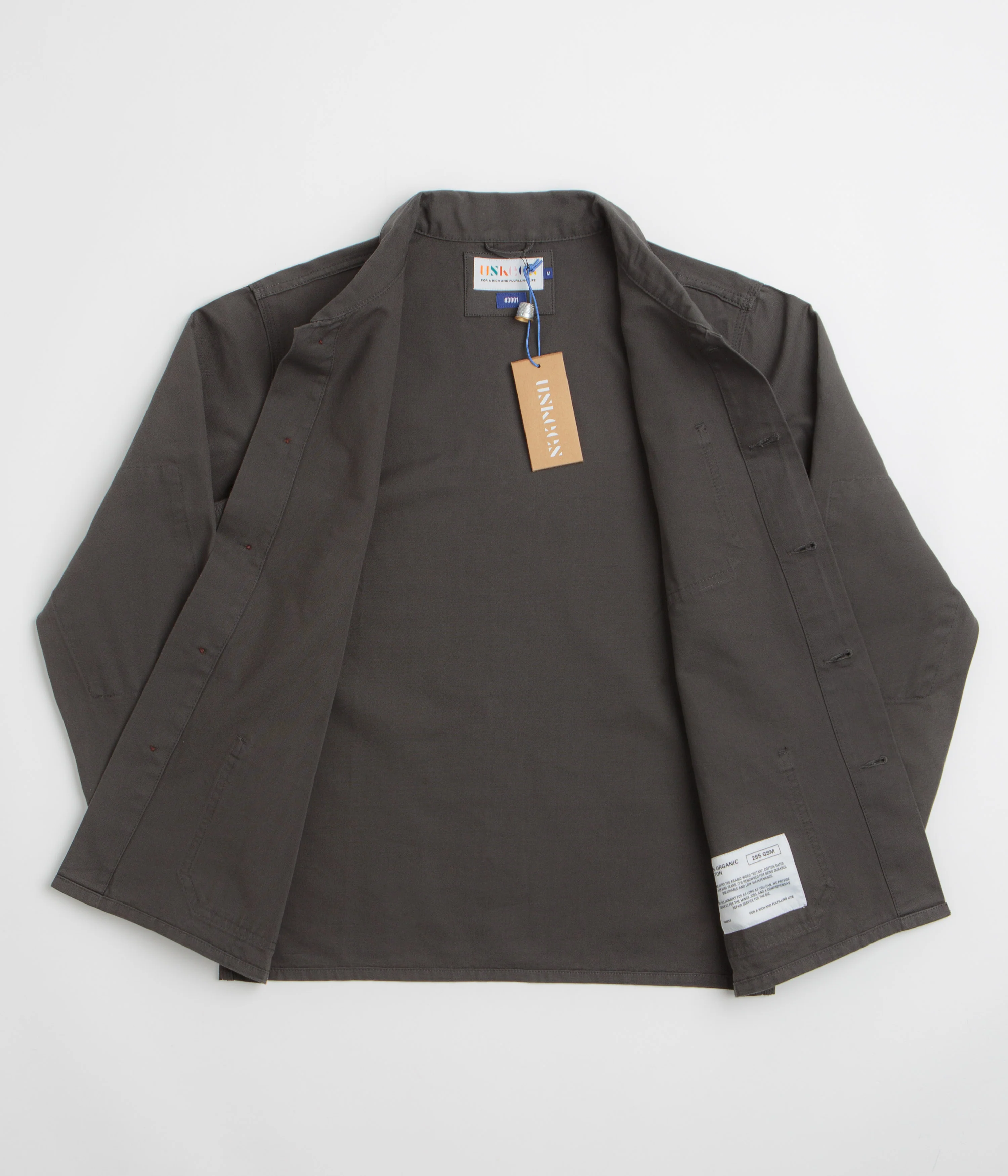 Uskees 3001 Buttoned Overshirt - Charcoal - Image 2