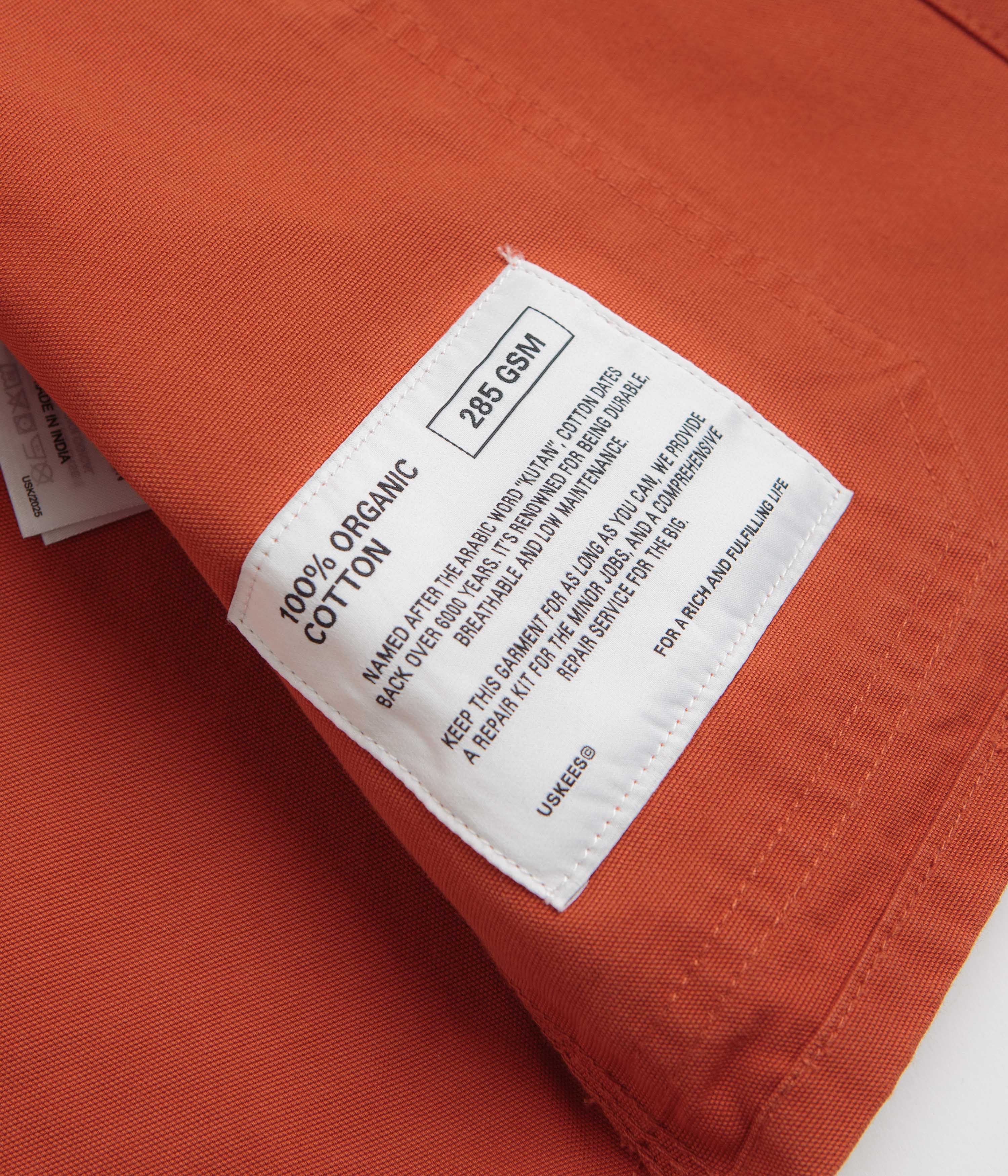 Uskees 3001 Buttoned Overshirt - Rust - Image 6