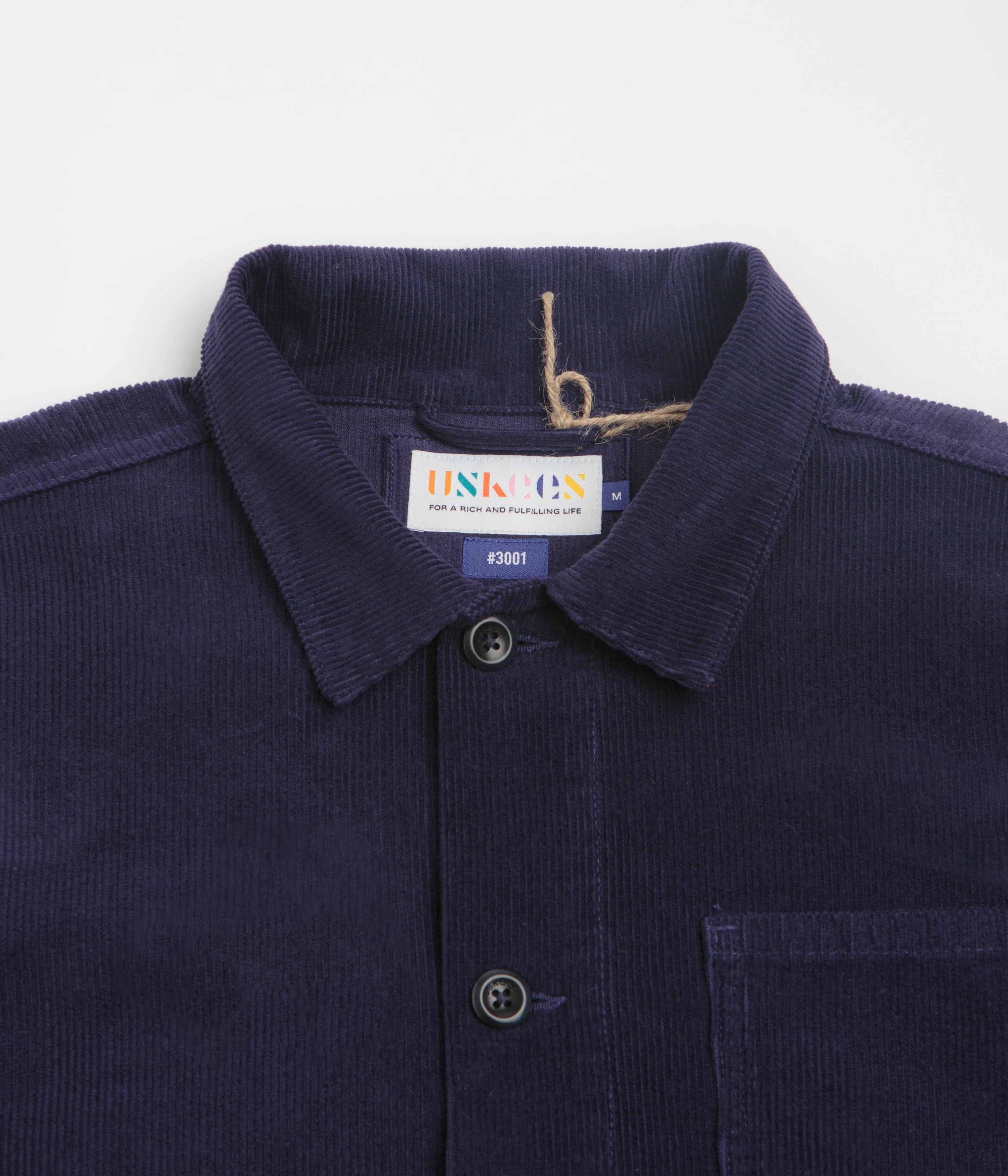Uskees 3001 Cord Buttoned Overshirt - Deep Indigo - Image 3