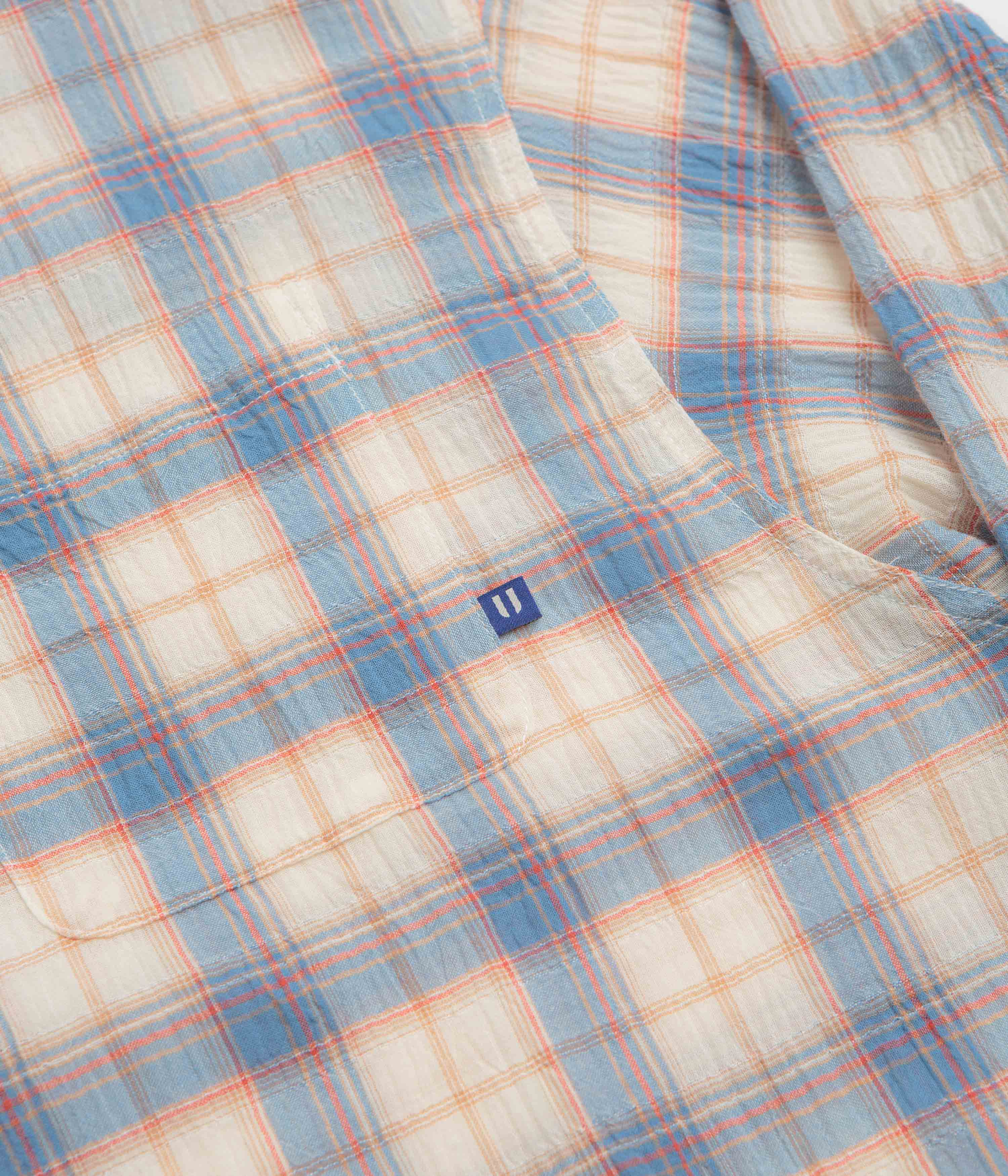 Uskees 6011 Timber Leah Seersucker Shirt - Blue Pebble Plaid - Image 3