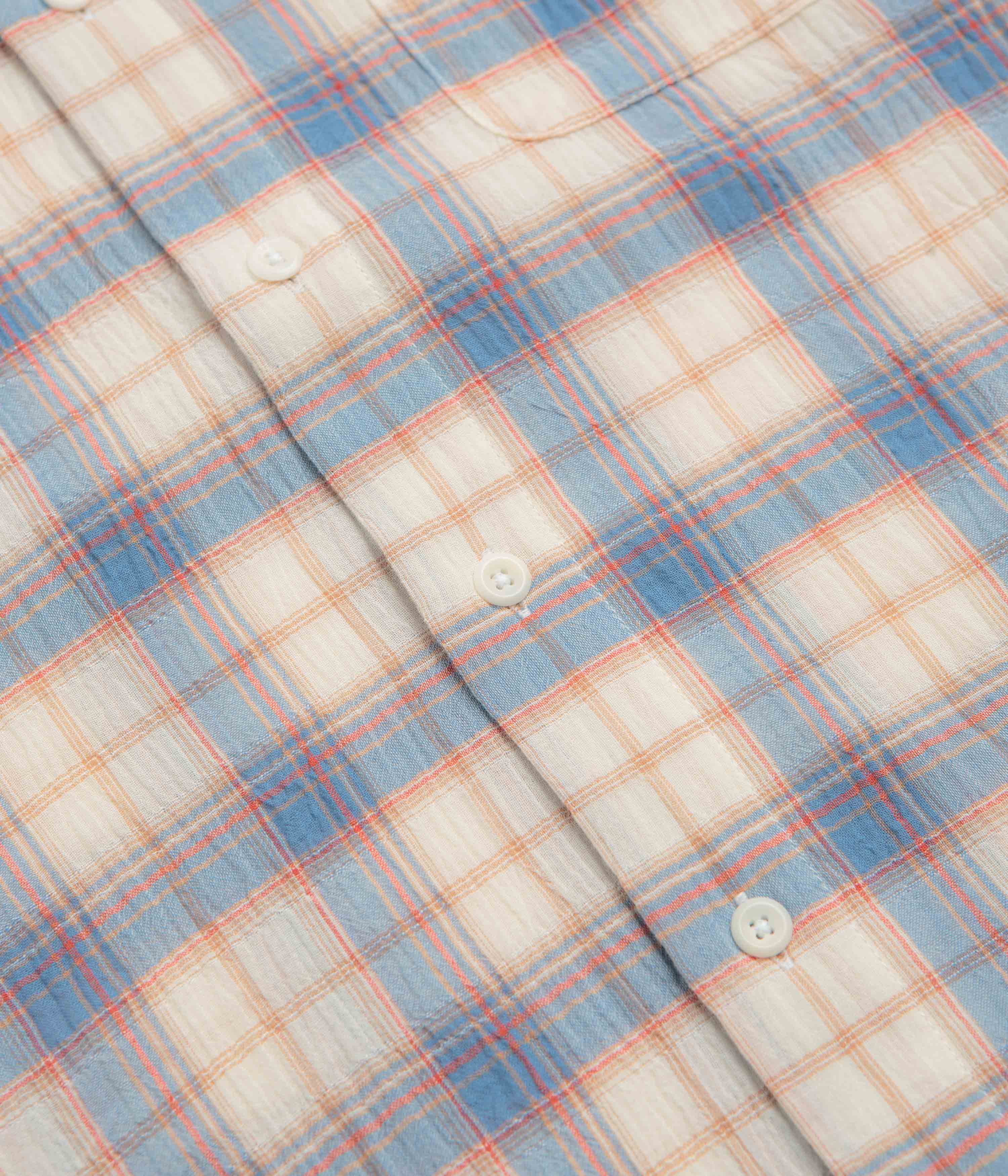 Uskees 6011 Timber Leah Seersucker Shirt - Blue Pebble Plaid - Image 4