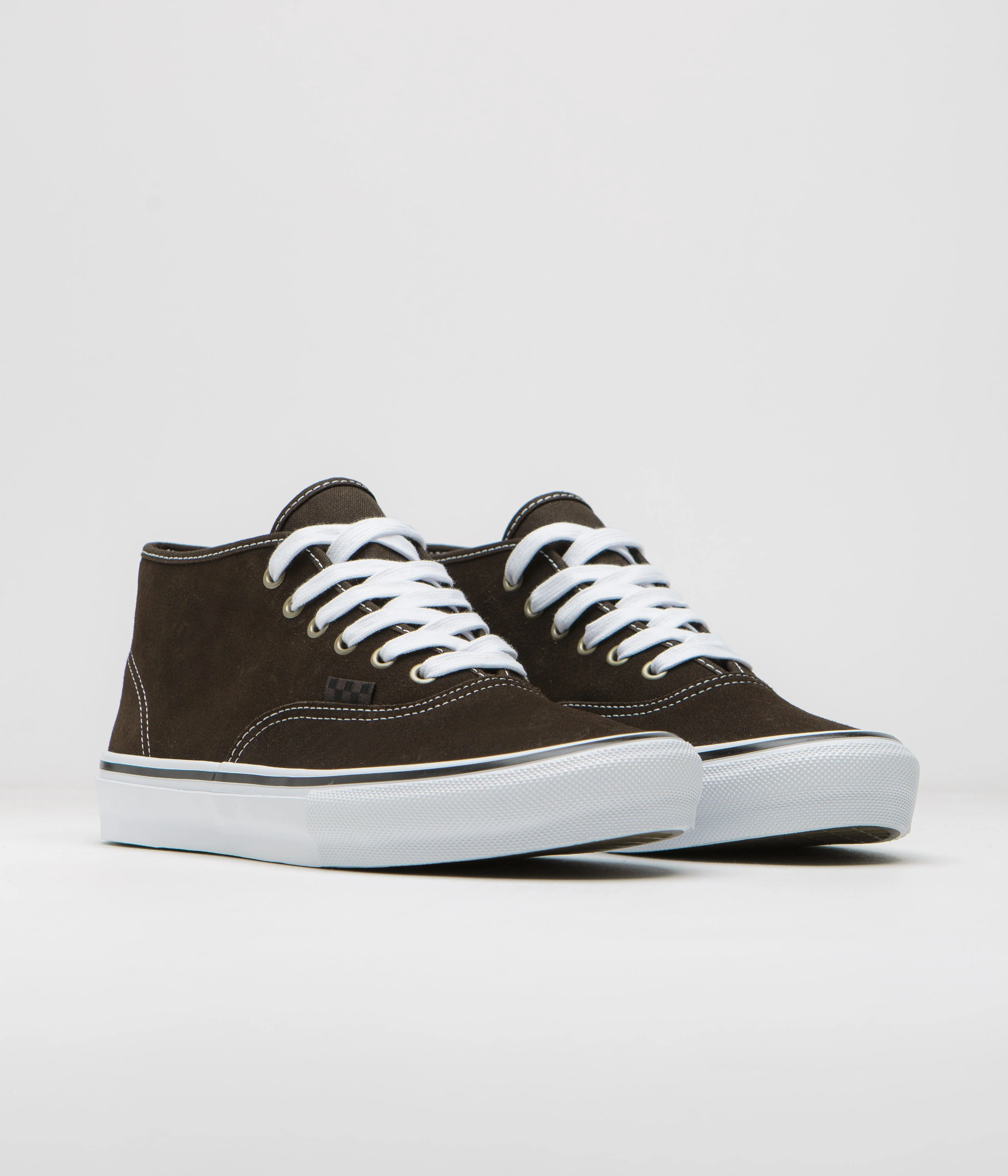 Vans Skate Authentic Mid VCU Shoes - Dark Brown / White - Image 2