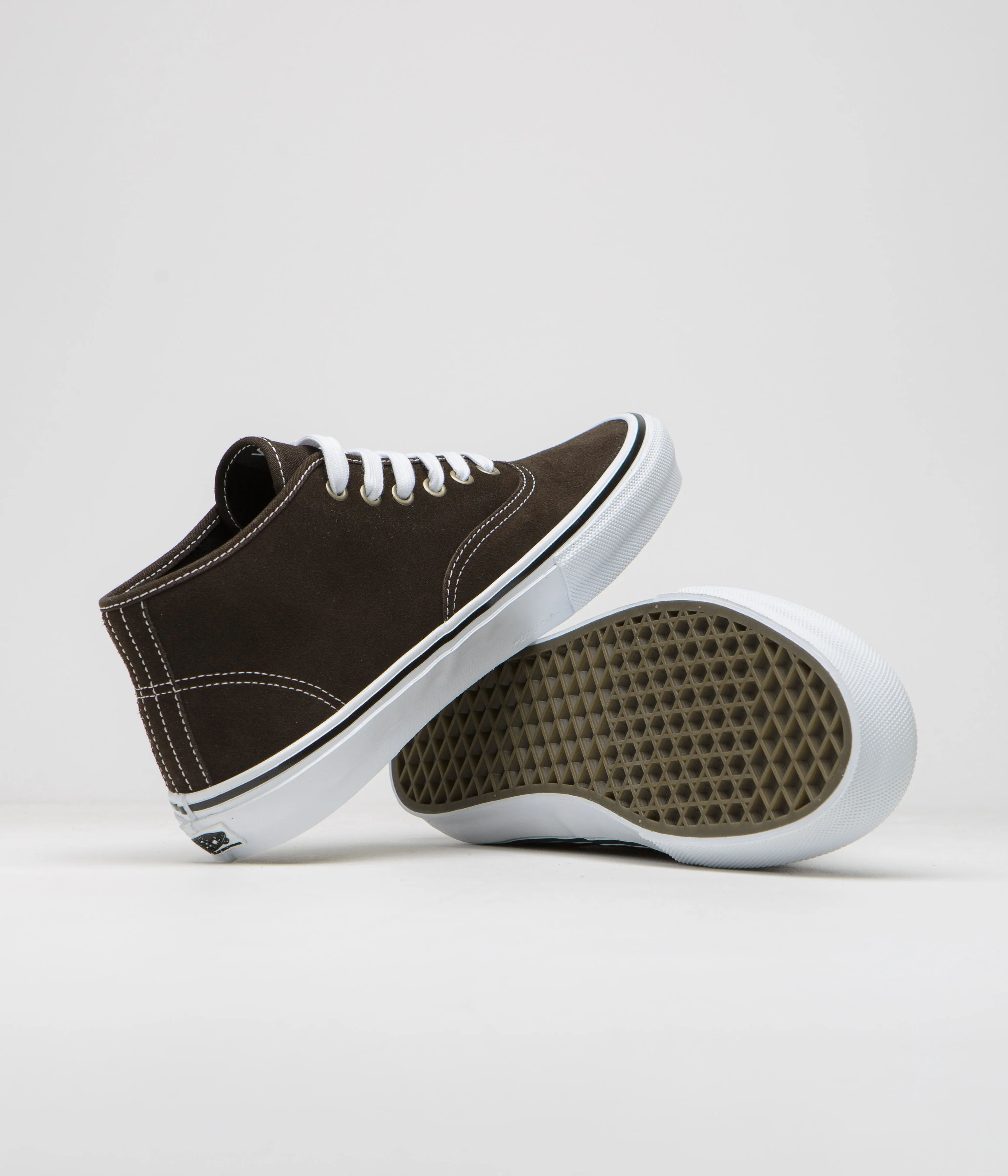 Vans Skate Authentic Mid VCU Shoes - Dark Brown / White - Image 5