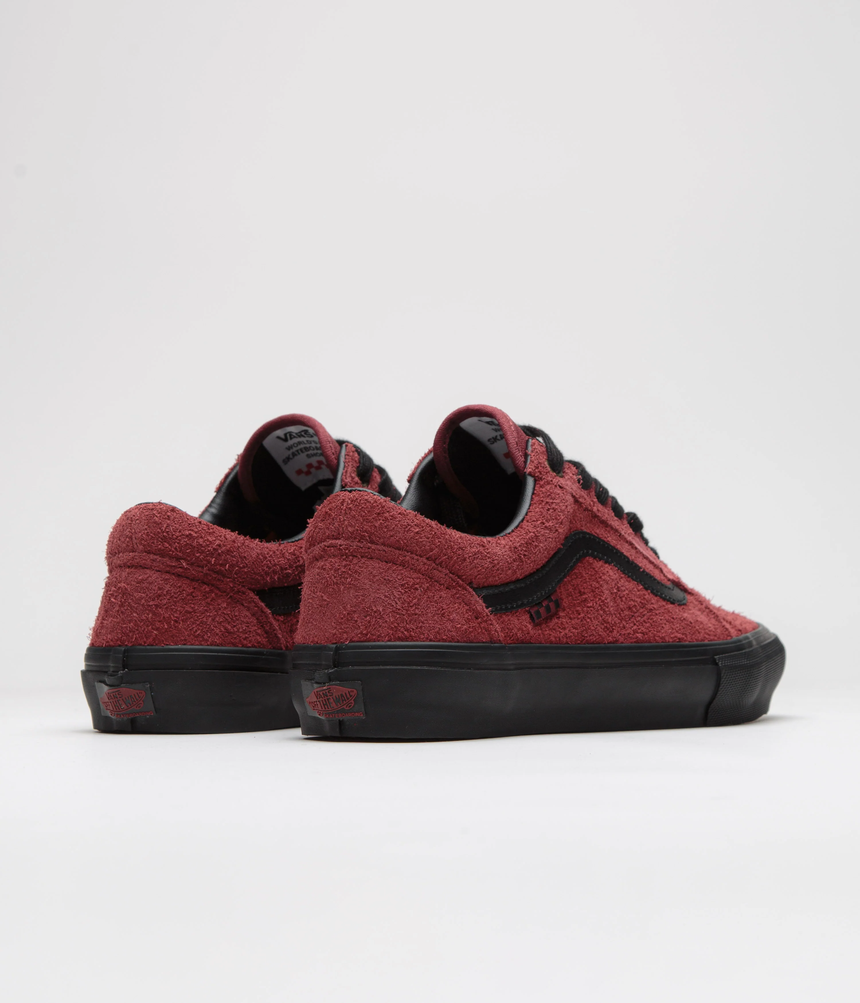 Vans Skate Old Skool Shoes - Hairy Suede Black / Burgundy - Image 4