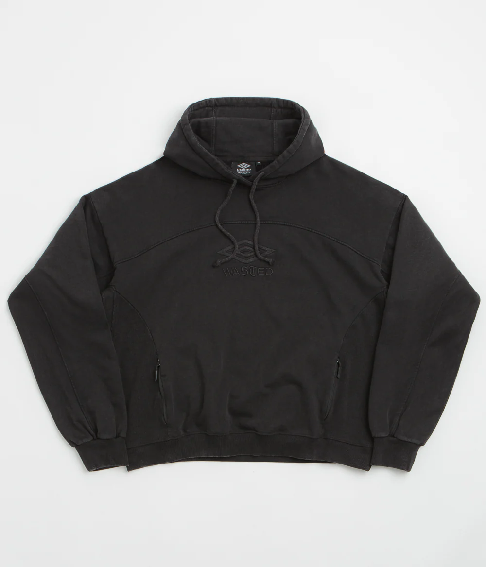 Wasted Paris x Umbro Boxy Hoodie - Faded Black