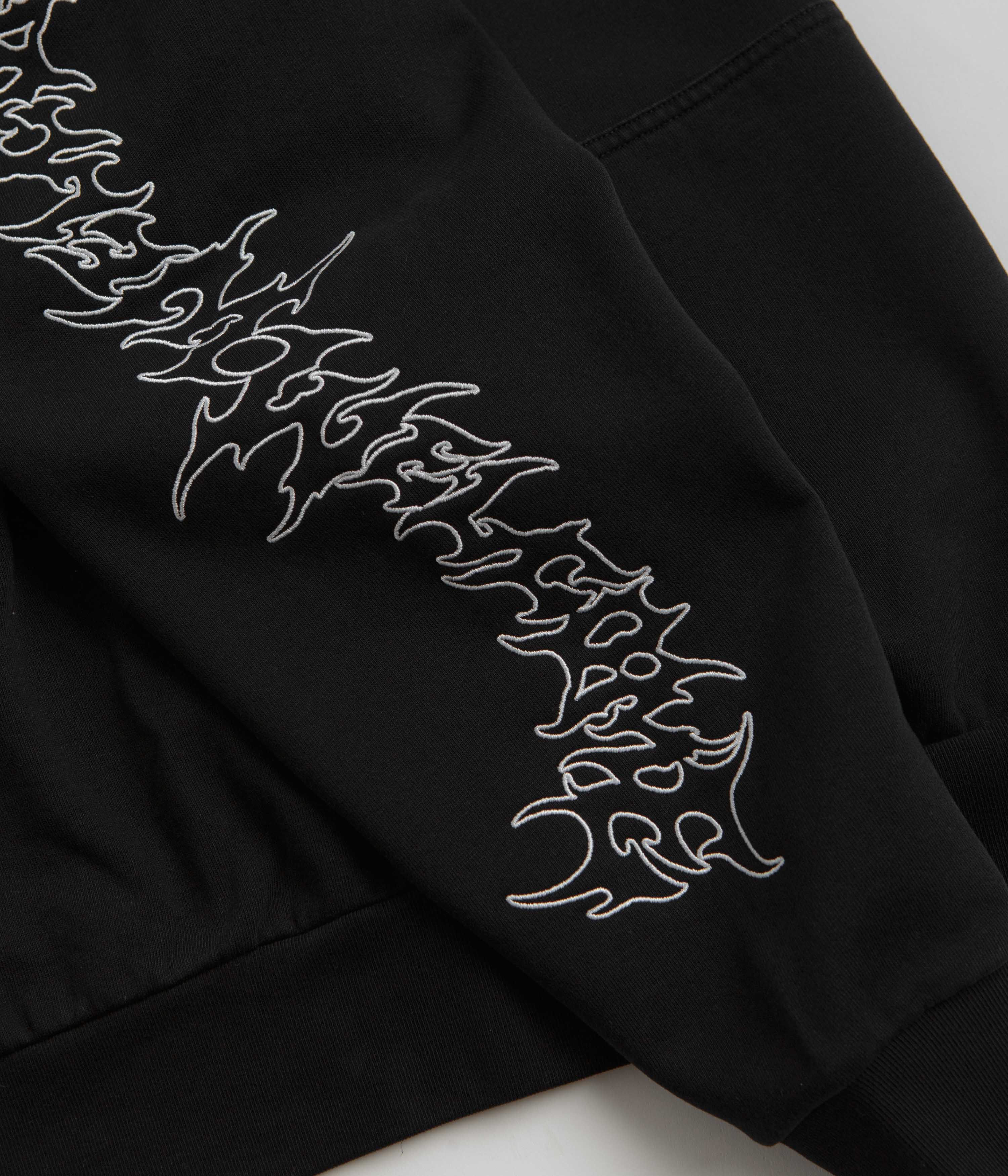 Welcome Barb Sleeve Embroidered Pigment-Dyed Hoodie - Black - Image 3