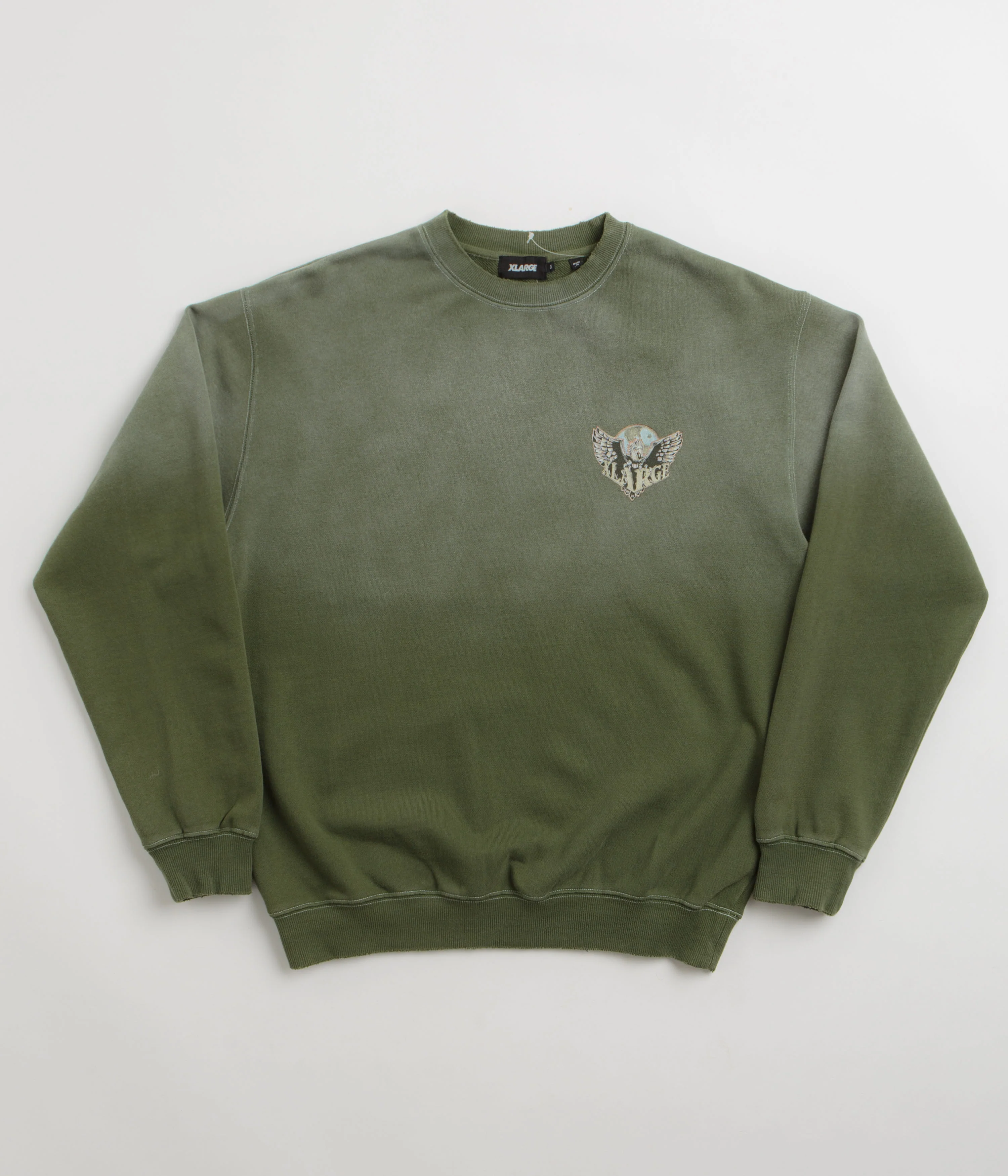 XLarge Eagle Wings To The World Crewneck Sweatshirt - Olive - Image 2