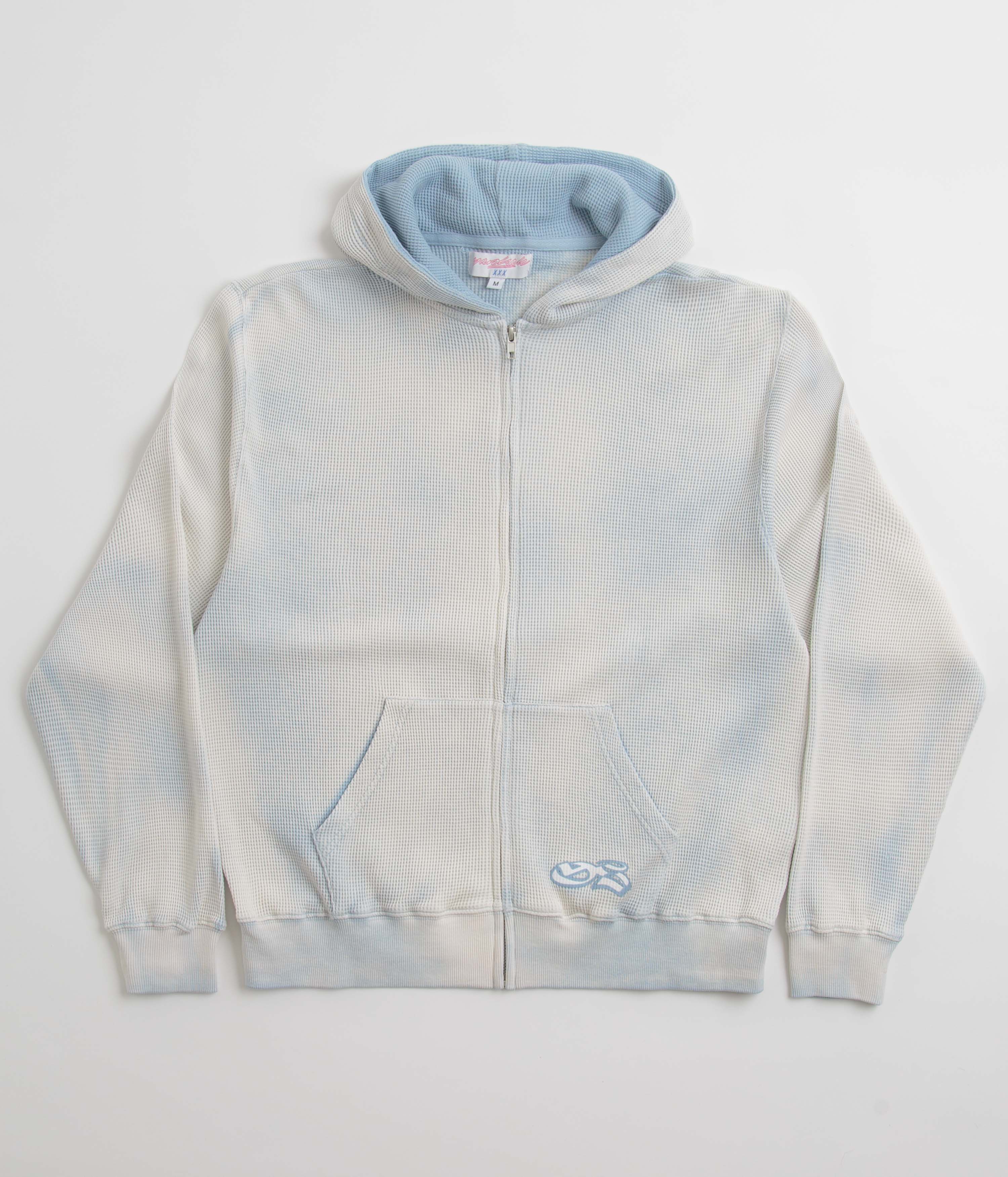 Yardsale Bleached Waffle Full Zip Hoodie - Blue
