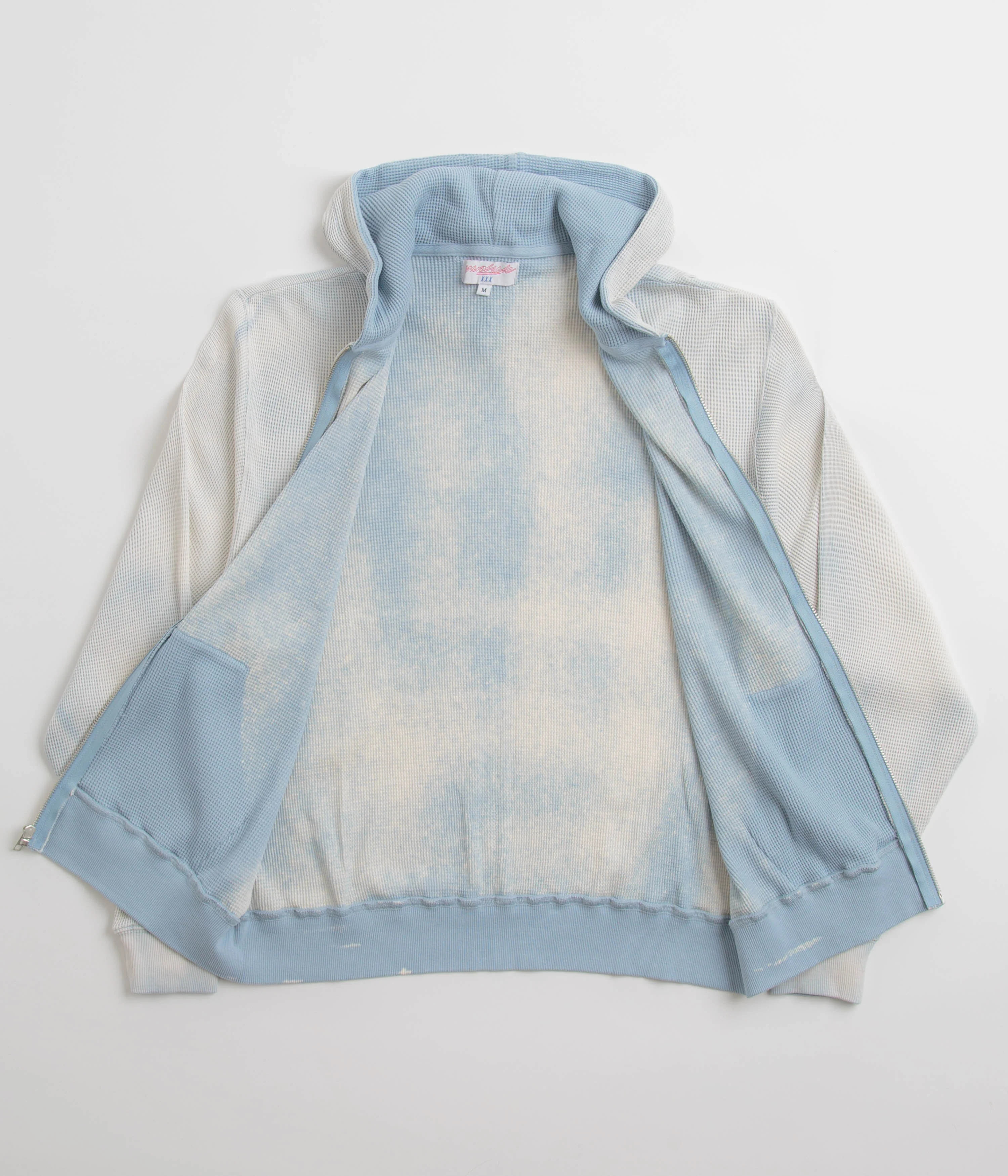 Yardsale Bleached Waffle Full Zip Hoodie - Blue - Image 2