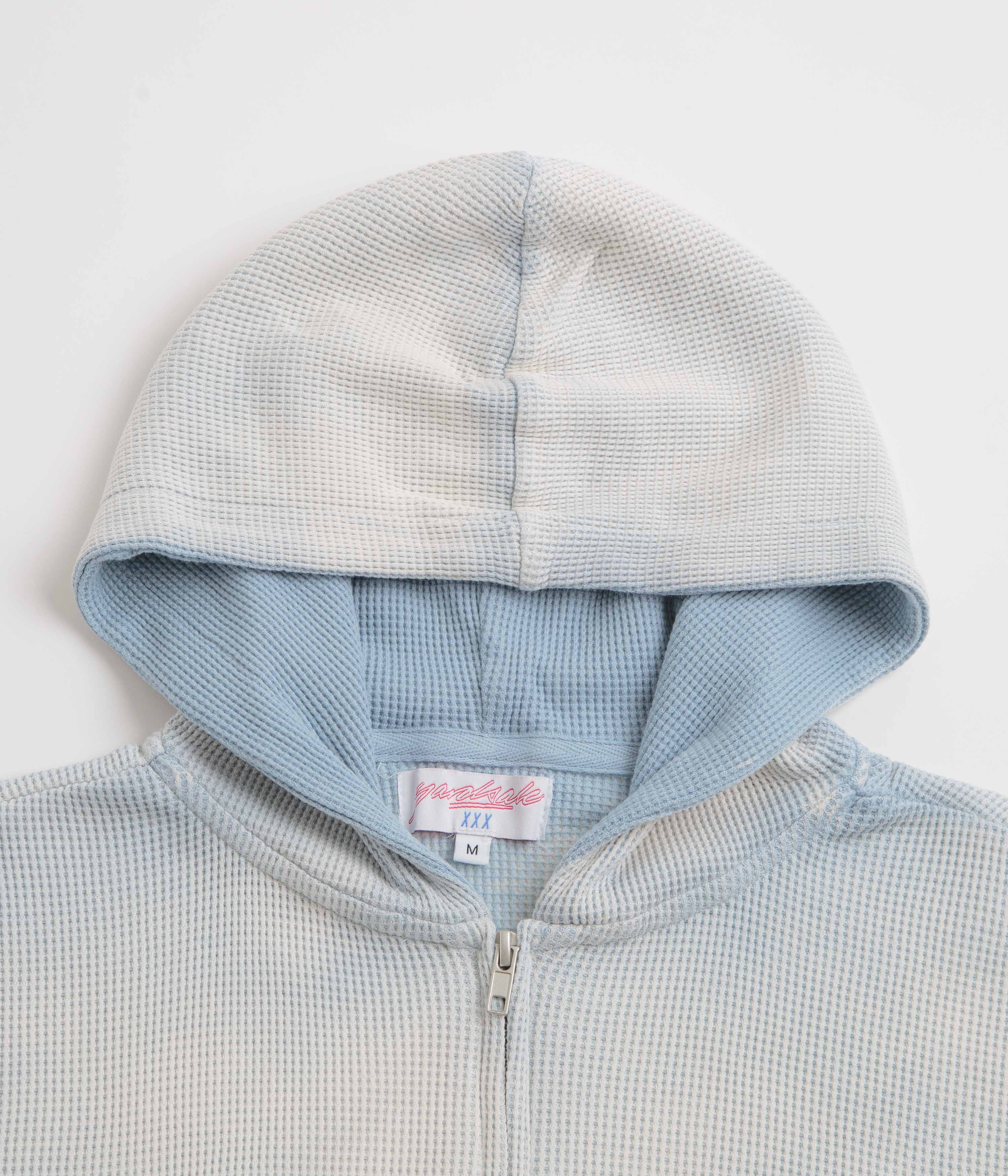 Yardsale Bleached Waffle Full Zip Hoodie - Blue - Image 3