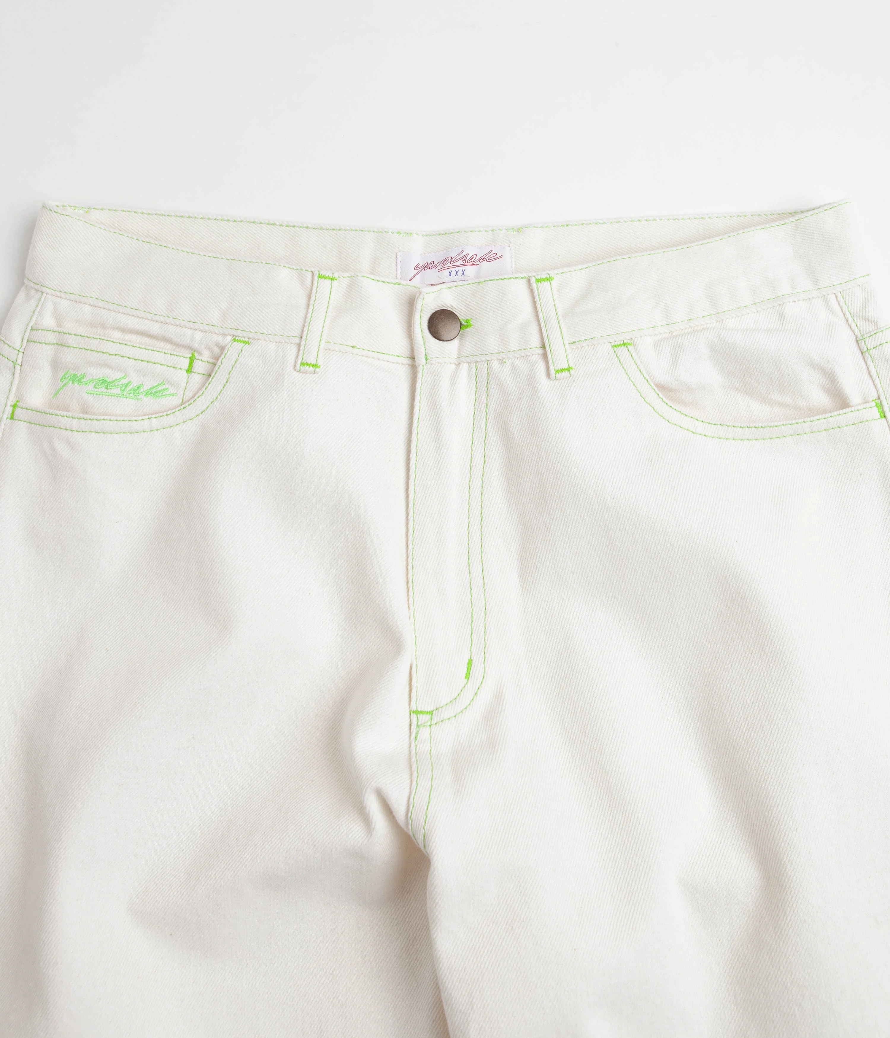 Yardsale Goblin Jeans - White / Green - Image 4