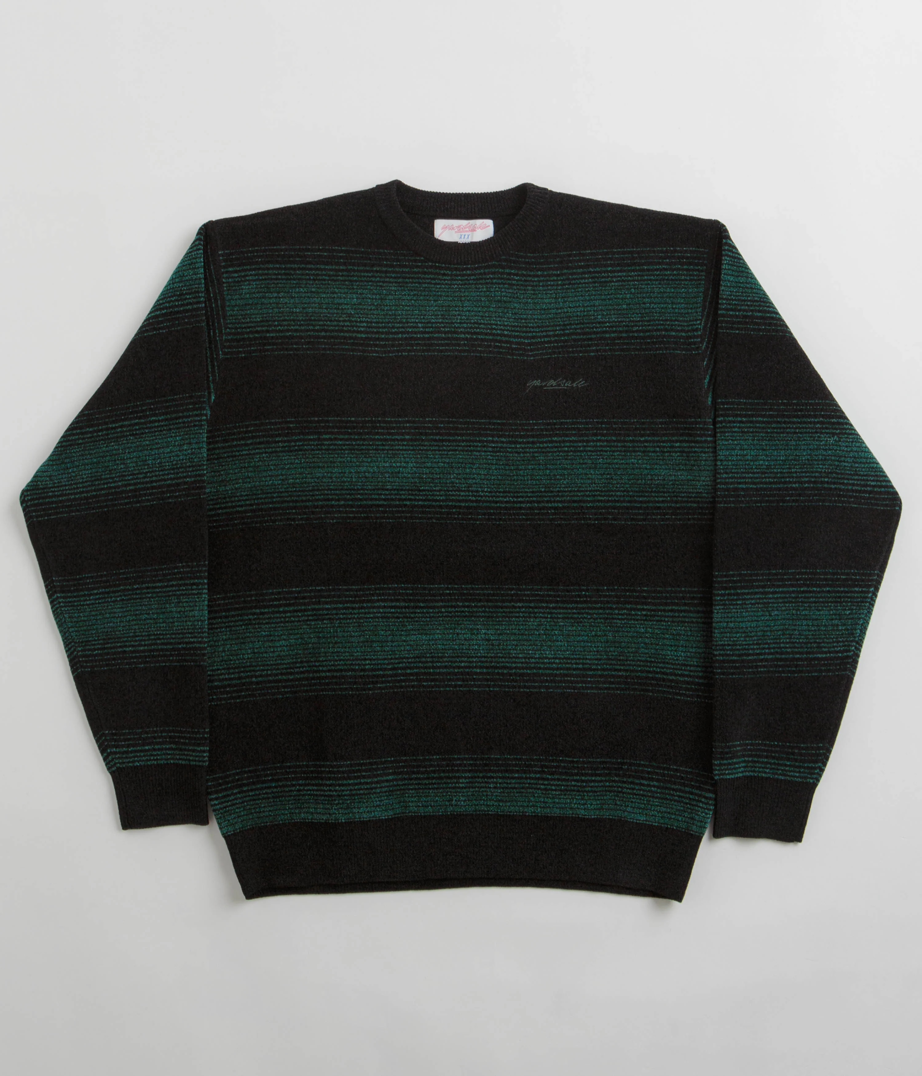 Yardsale Ripple Chenille Crewneck Sweatshirt - Green / Black