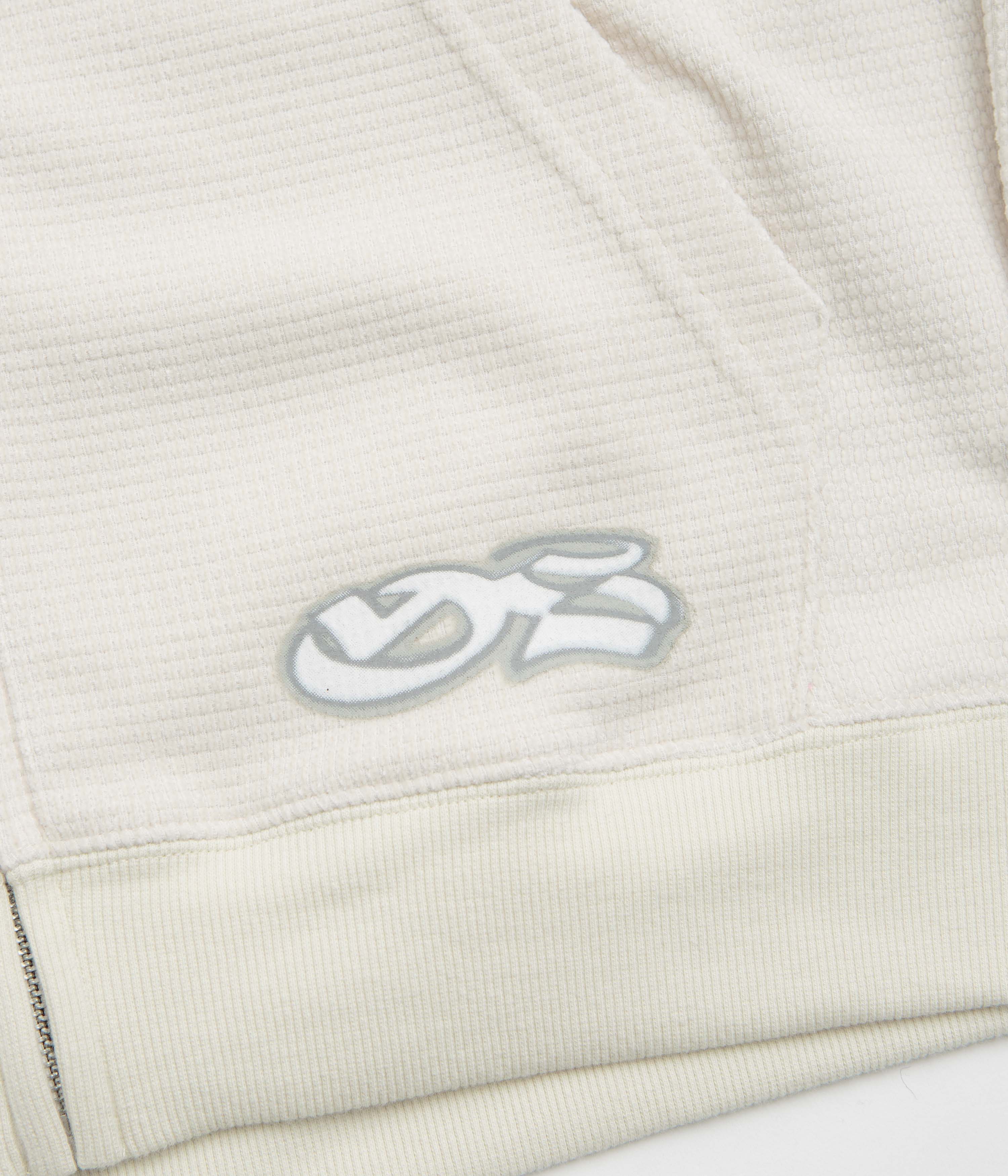 Yardsale Sprayed Waffle Full Zip Hoodie - Cream - Image 3