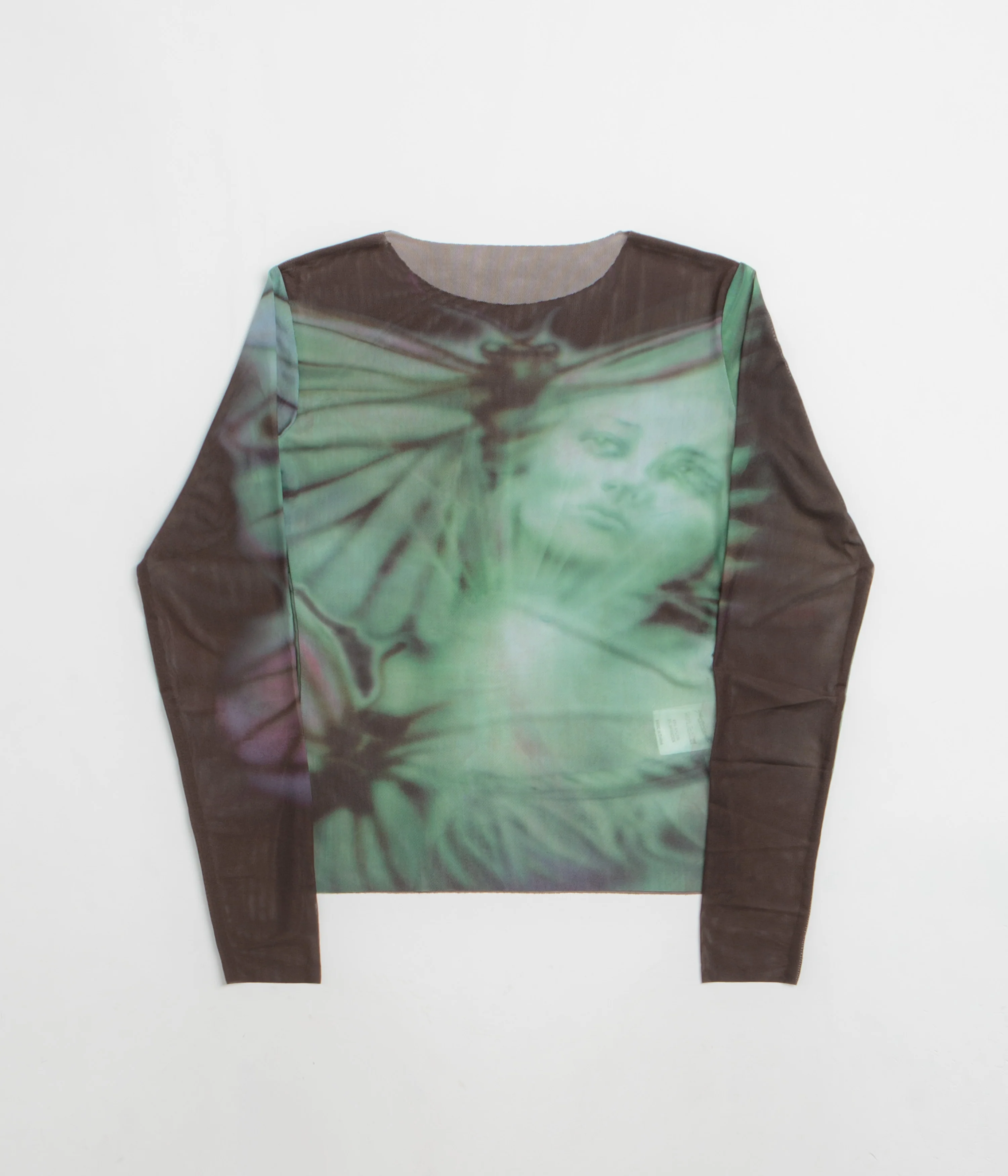 Yardsale Womens Butterfly Mesh Long Sleeve T-Shirt - Black