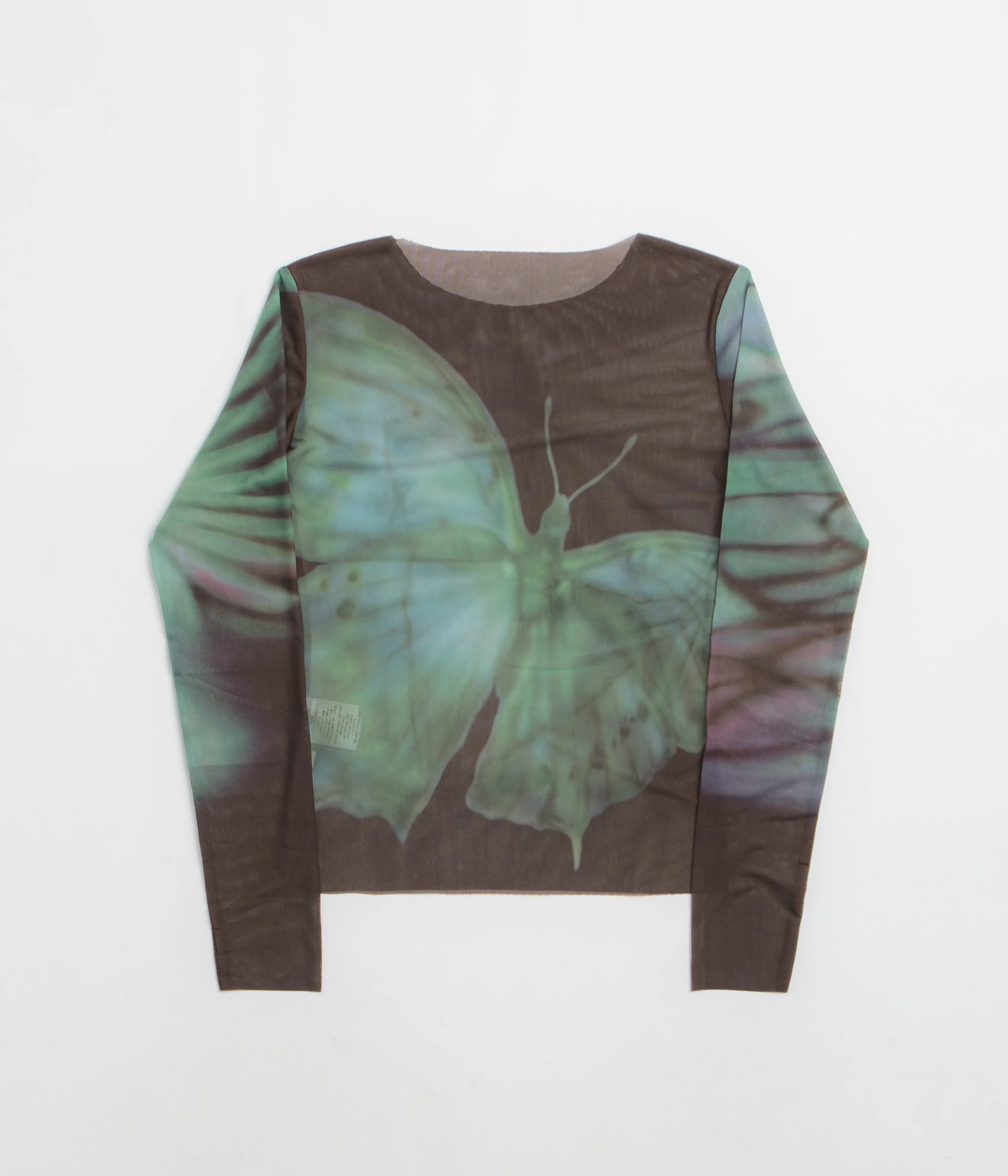 Yardsale Womens Butterfly Mesh Long Sleeve T-Shirt - Black - Image 2