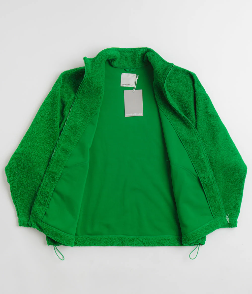 YMC Aaron Zip Fleece Jacket - Green - Image 2