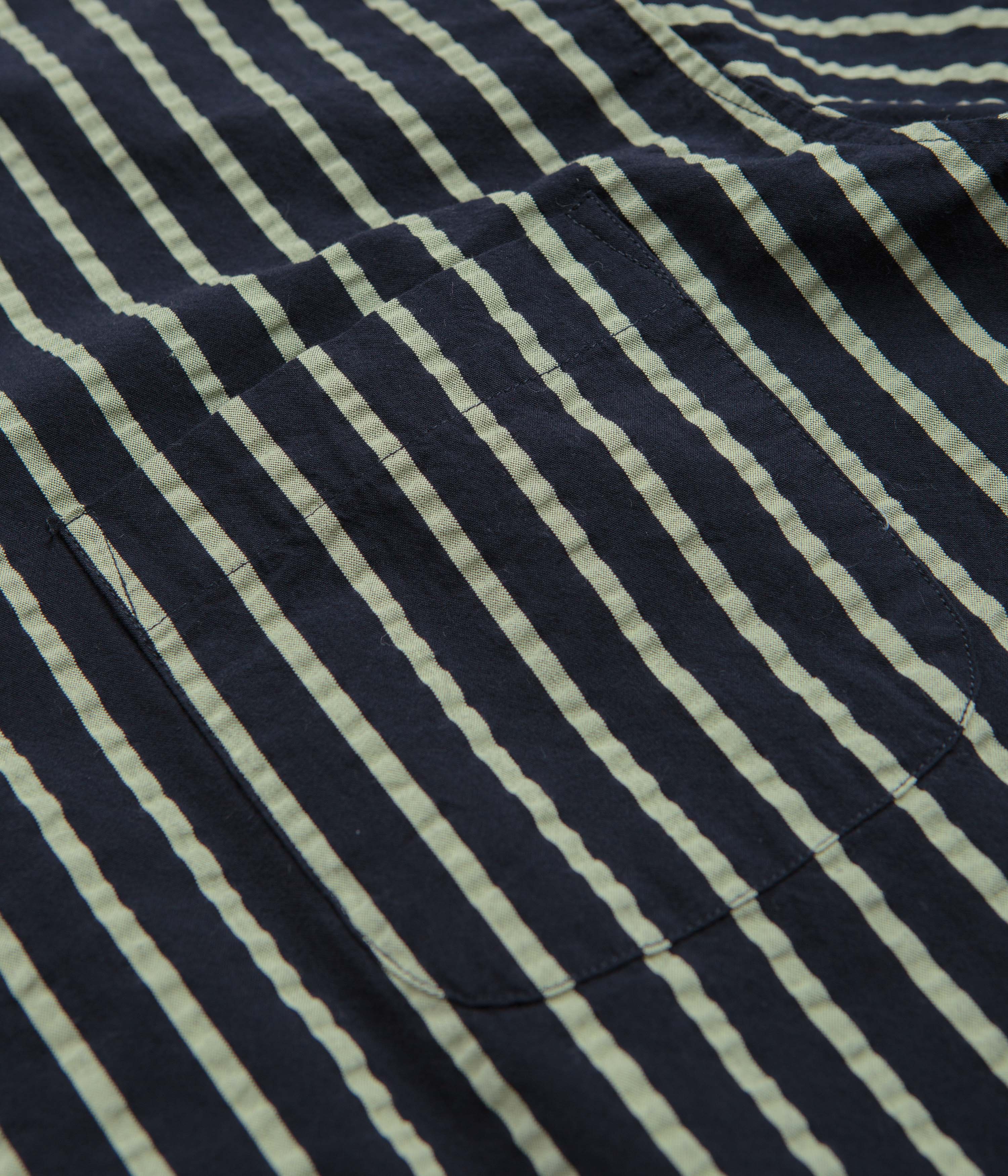 YMC Malick Short Sleeve Shirt - Navy / Yellow - Image 3